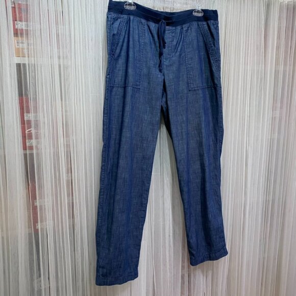 Talbots Pull On Chambray Pants Size Womens 12 Drawstring Comfy Beachy - Picture 3 of 12